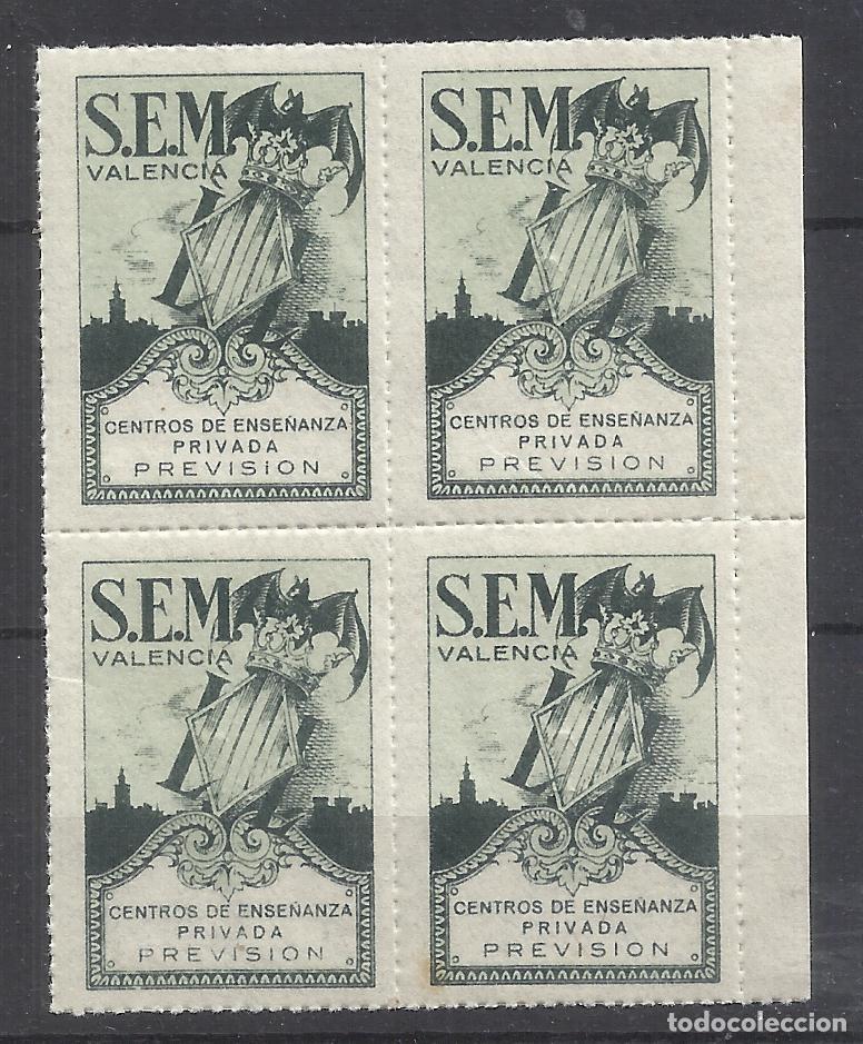 Sellos: S.E.M. VALENCIA CENTROS ENSE&Ntilde;ANZA PRIVADA NUEVO** BLOQUE DE 4