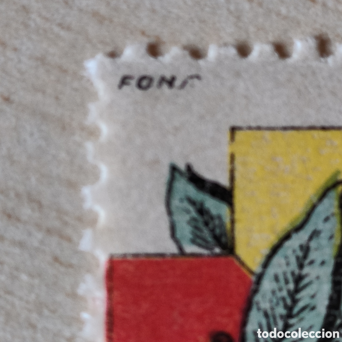 Sellos: RARO Asistencia a Frentes y Hospitales &rdquo;FONS&rdquo; pie imprenta afinet 38 verde claro hoja BLOQUE 2