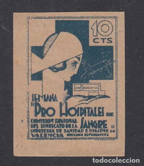 Sellos: GUERRA CIVIL - VI&Ntilde;ETA SEMANA PRO HOSPITALES DE SANGRE VALENCIA 25 CTMS. GG. 1369
