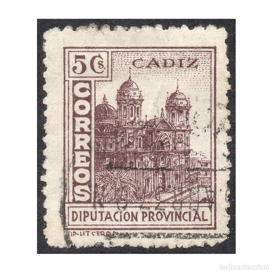 Briefmarken: Espa&ntilde;a 1937 [SLL] C&aacute;diz. Diputaci&oacute;n Provincial 5 c. Marr&oacute;n (U)