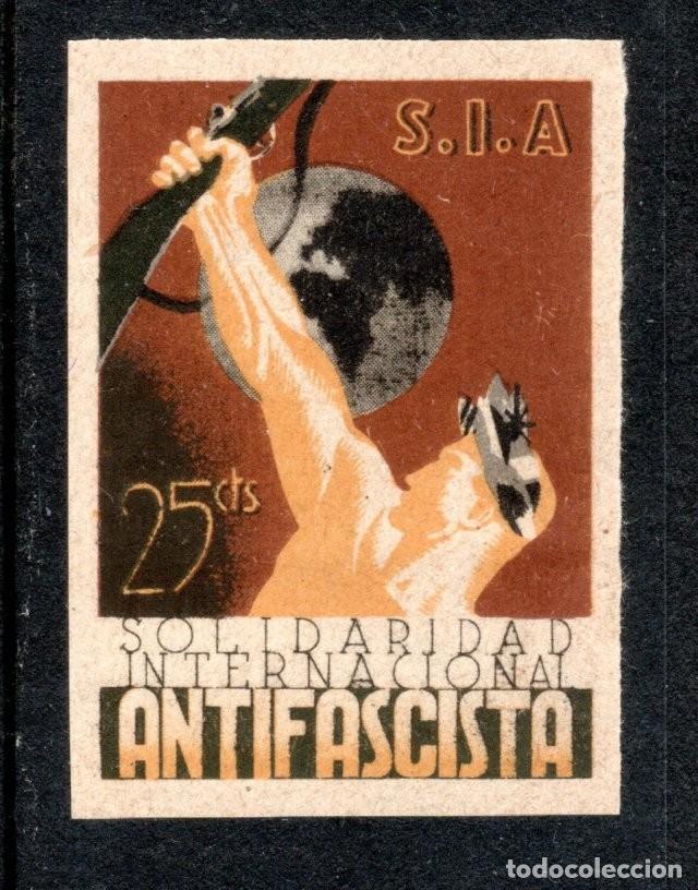 Sellos: S.I.A. SOLDADO CON BRAZO EN ALTO. SIN DENTAR. ALLEPUZ 1295.