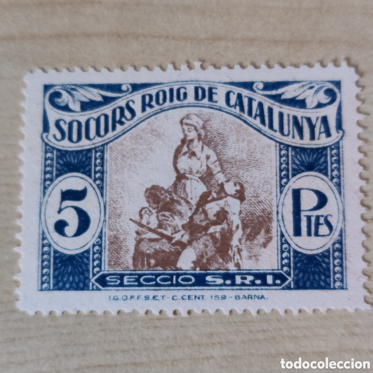 Sellos: y01 MUY RARO Socors Roig de Catalunya 5 ptes Allepuz 1242 afinet 86 S.R.I. SRI