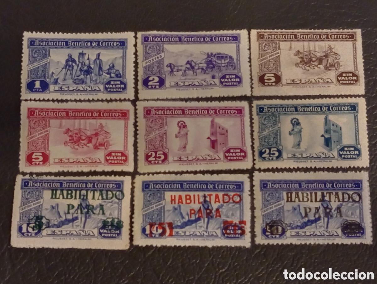 Sellos: Lote 9 Sellos Espa&ntilde;a 1944/45 - Beneficencia Hu&eacute;rfanos Correos - MNH