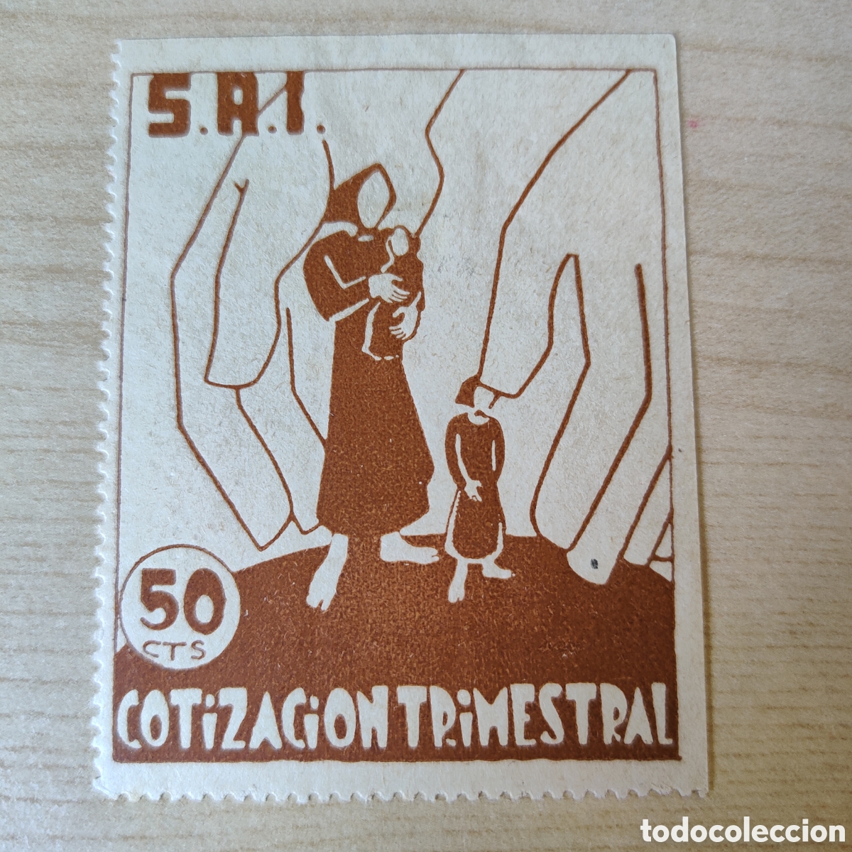 Sellos: y01 Socorro Rojo Internacional S.R.I. 50 cts cotizaci&oacute;n trimestral Allepuz 1214 afinet 61