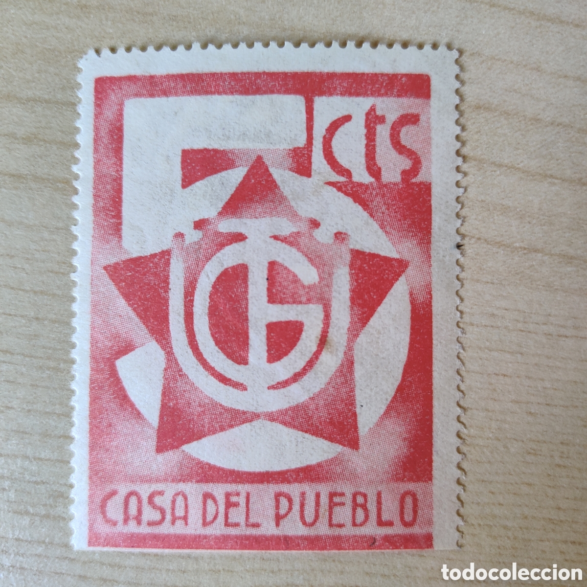 Sellos: y01 U.G.T. Casa del Pueblo 5 cts Allepuz 726 afinet 995 UNION GENERAL DE TRABAJADORES sello grande
