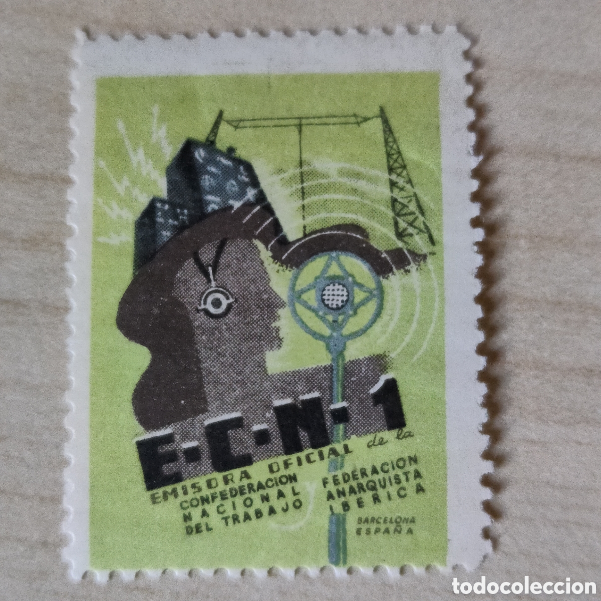 Sellos: y01 Barcelona E-C-N-1 Emisora oficial CNT FFAI Allepuz 108 afinet 823 C.N.T. F.A.I.