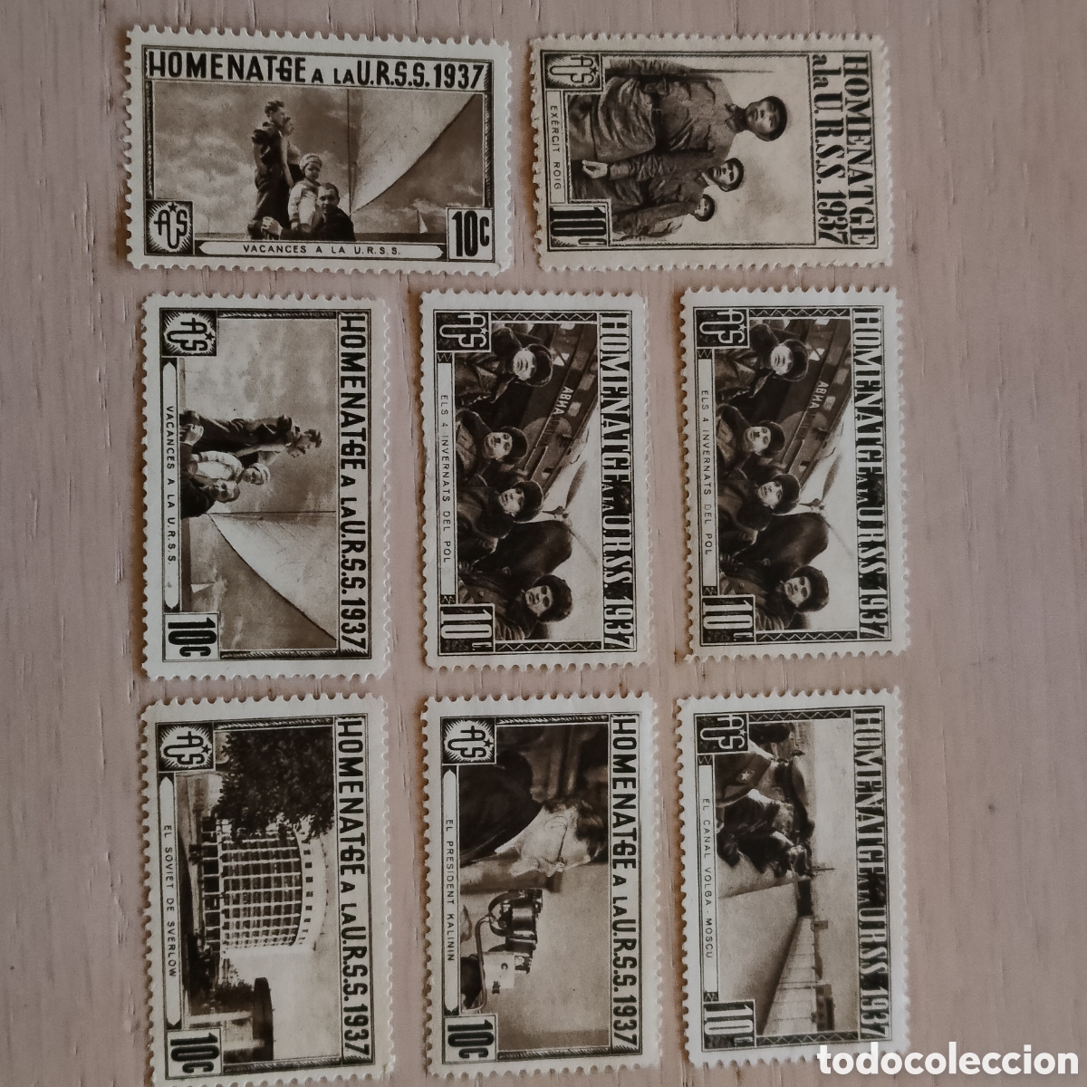 Sellos: Z03 Homenatge a la U.R.S.S. 1937 URSS AUS amigos de la Uni&oacute;n Sovi&eacute;tica P.C.E.