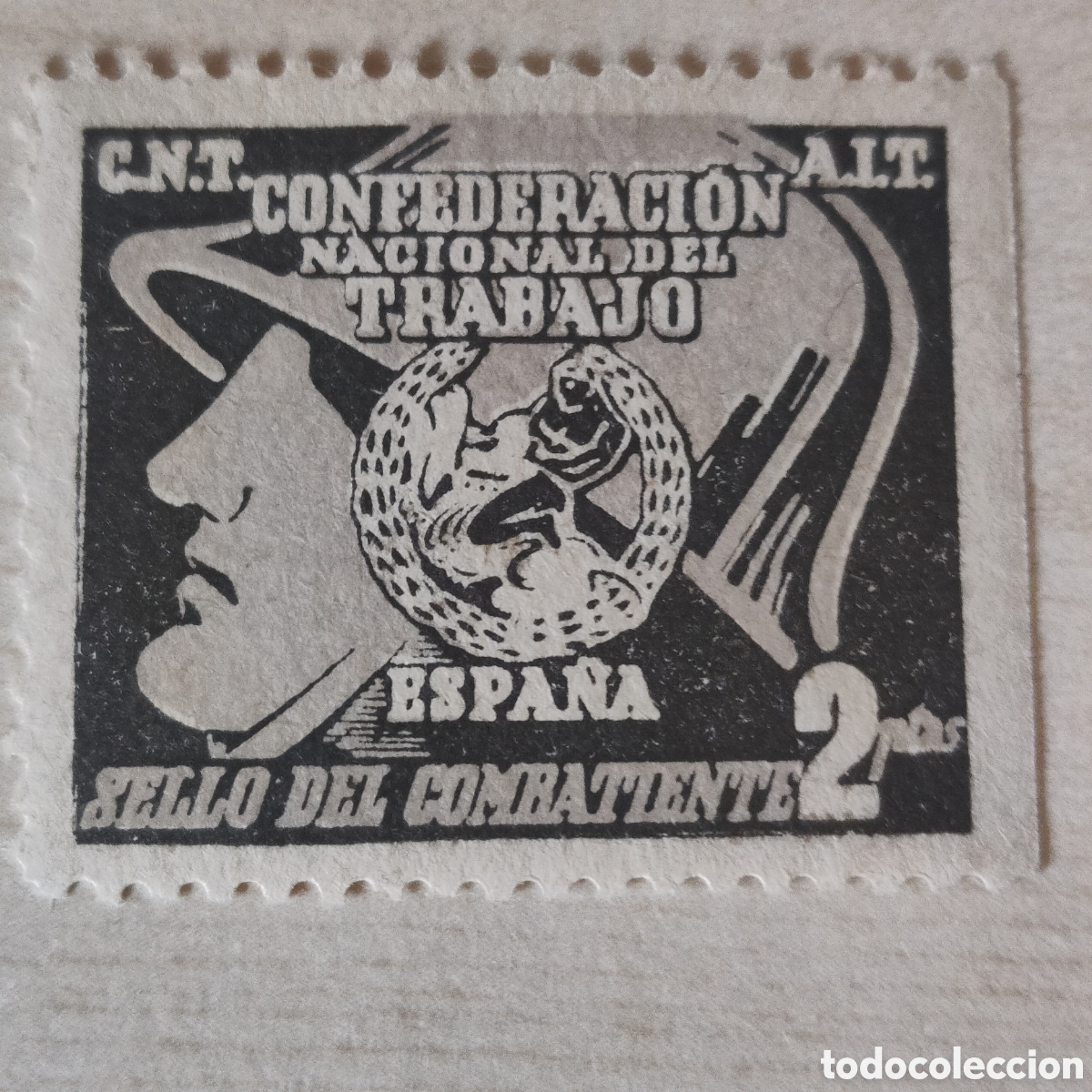 Sellos: y02 CNT Sello del Combatiente Confederaci&oacute;n Nacional del Trabajo C.N.T. Allepuz 1782 Afinet 737