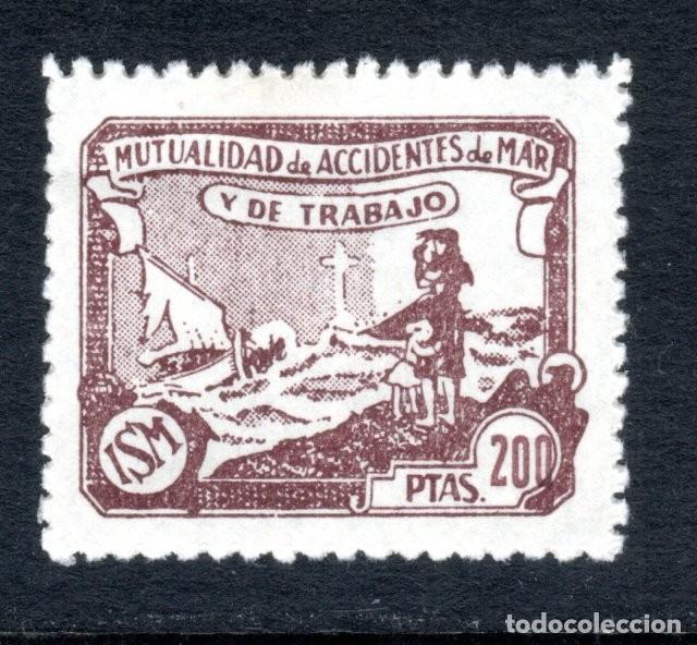 Sellos: MUTUALIDAD DE ACCIDENTES DE MAR Y DE TRABAJO. 200 PTAS.