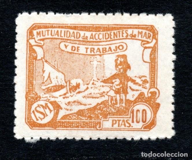 Sellos: MUTUALIDAD DE ACCIDENTES DE MAR Y DE TRABAJO. 100 PTAS.
