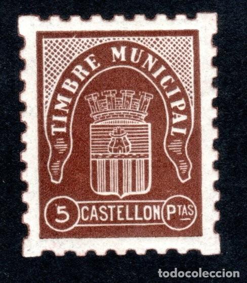 Sellos: CASTELL&Oacute;N. TIMBRE MUNICIPAL. 5 PTAS.