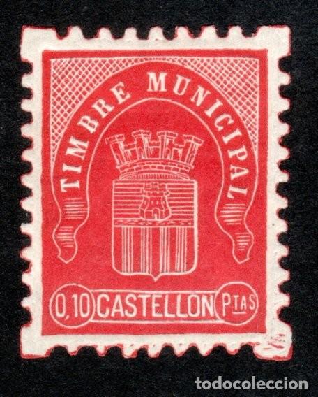Sellos: CASTELL&Oacute;N. TIMBRE MUNICIPAL. 0,10 PTAS.