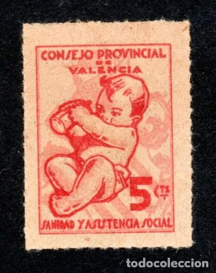 Sellos: CONSEJO PROVINCIAL DE VALENCIA. SANIDAD Y ASISTENCIA SOCIAL. 5 CTS.