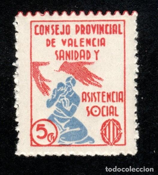 Sellos: CONSEJO PROVINCIAL DE VALENCIA. SANIDAD Y ASISTENCIA SOCIAL. 5 CTS.