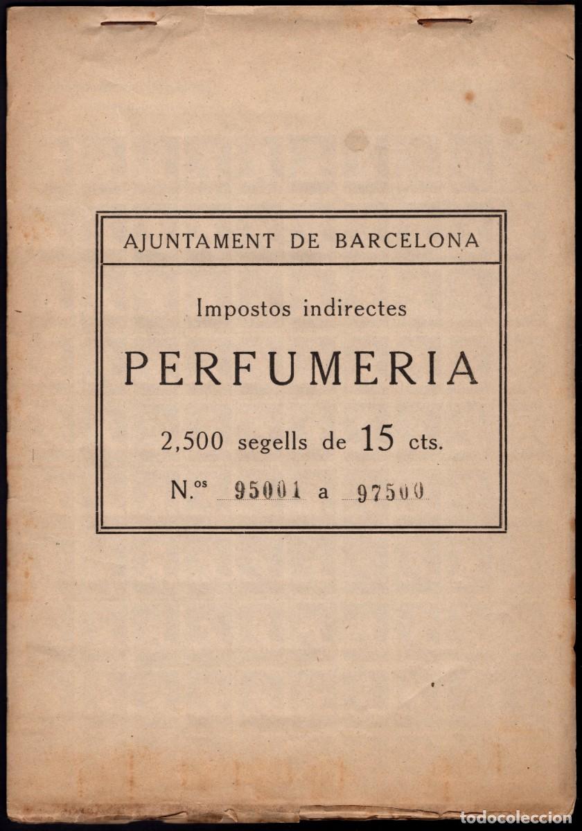 Sellos: 1937.Ayuntamiento Barcelona.MNH/**. Impostos Indirectes Perfumer&iacute;a.15 cts.Block completo con 2500 se