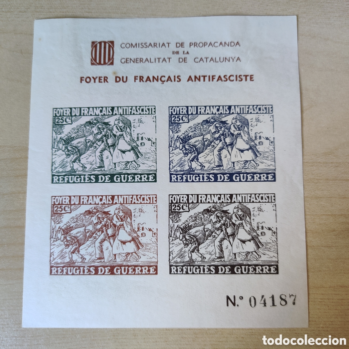 Sellos: Foyer du Fran&ccedil;ais Antifasciste Refugies de guerre Allepuz 3291