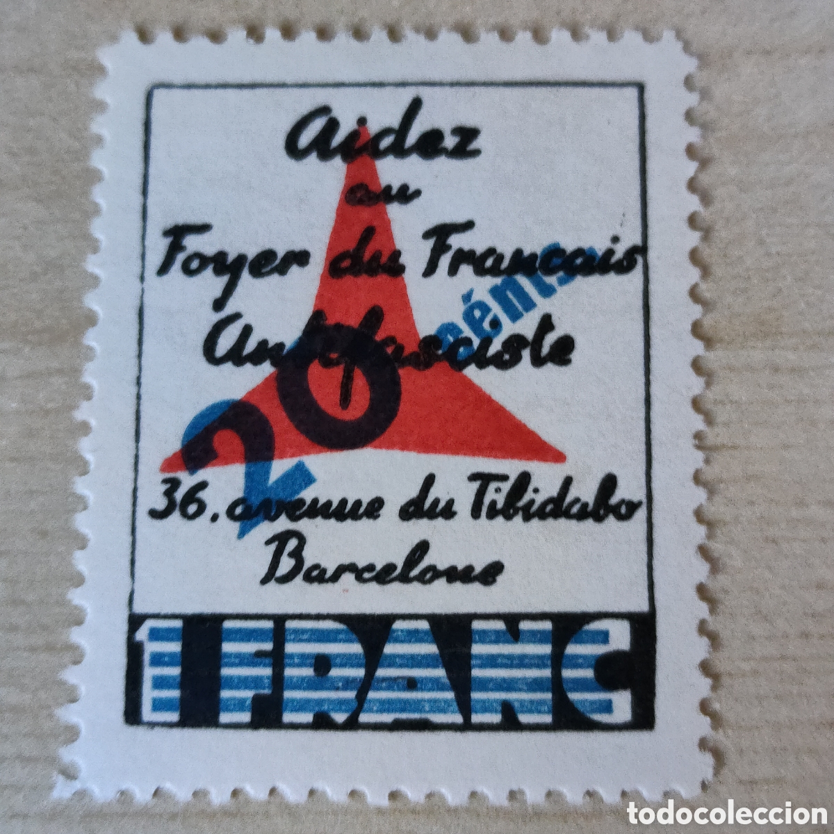 Sellos: y03 Foyer Aidez du Fran&ccedil;ais Antifasciste Tibidabo Barcelona Allepuz 3097
