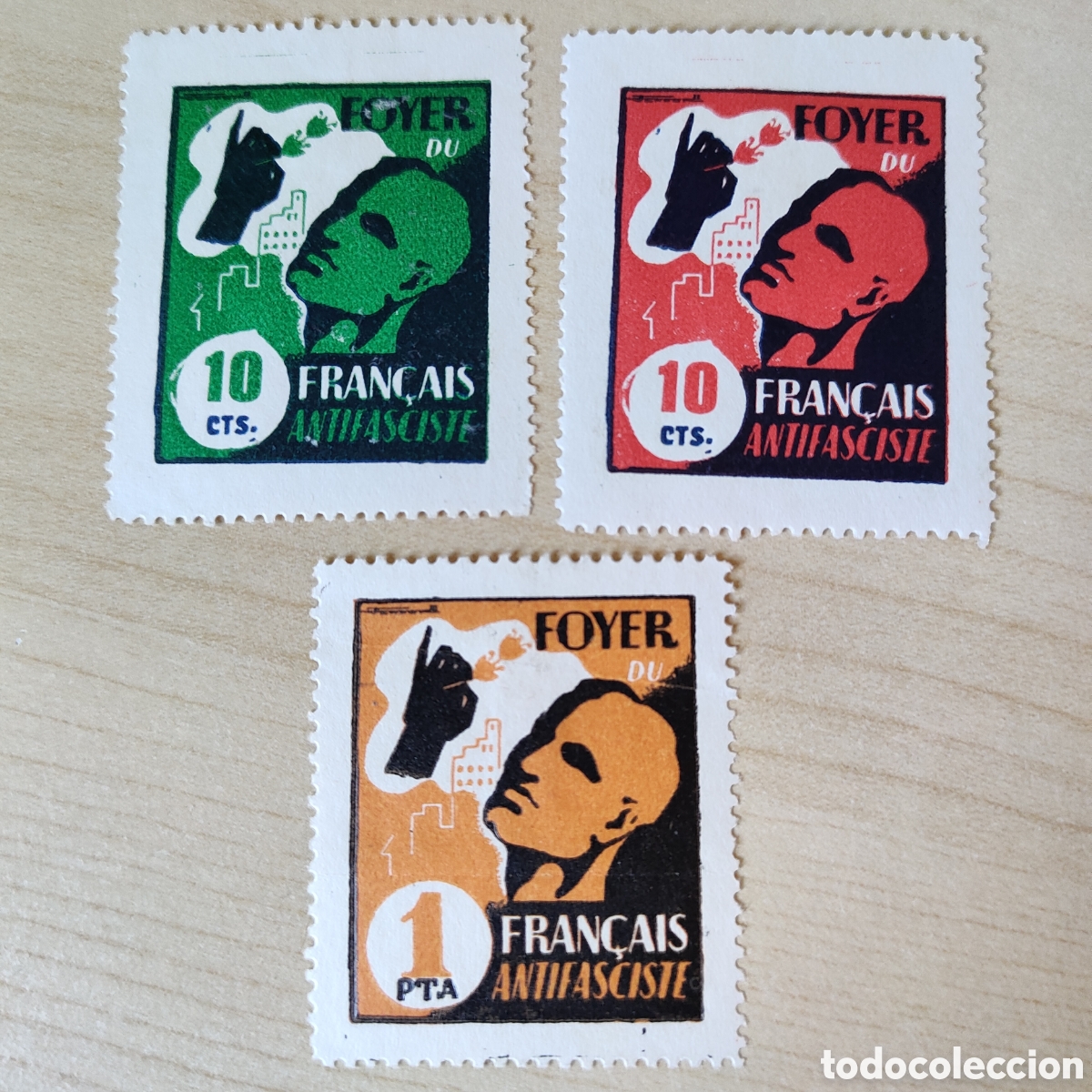 Sellos: y03 Foyer du Fran&ccedil;ais Antifasciste Allepuz 3138 3139 3140 1 pta