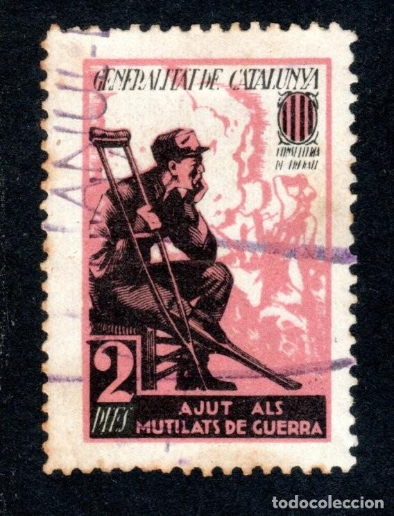 Sellos: AJUT ALS MUTILATS DE GUERRA. GENERALITAT DE CATALUNYA. CONSELLERIA DE TREBALL. 2 PTES.