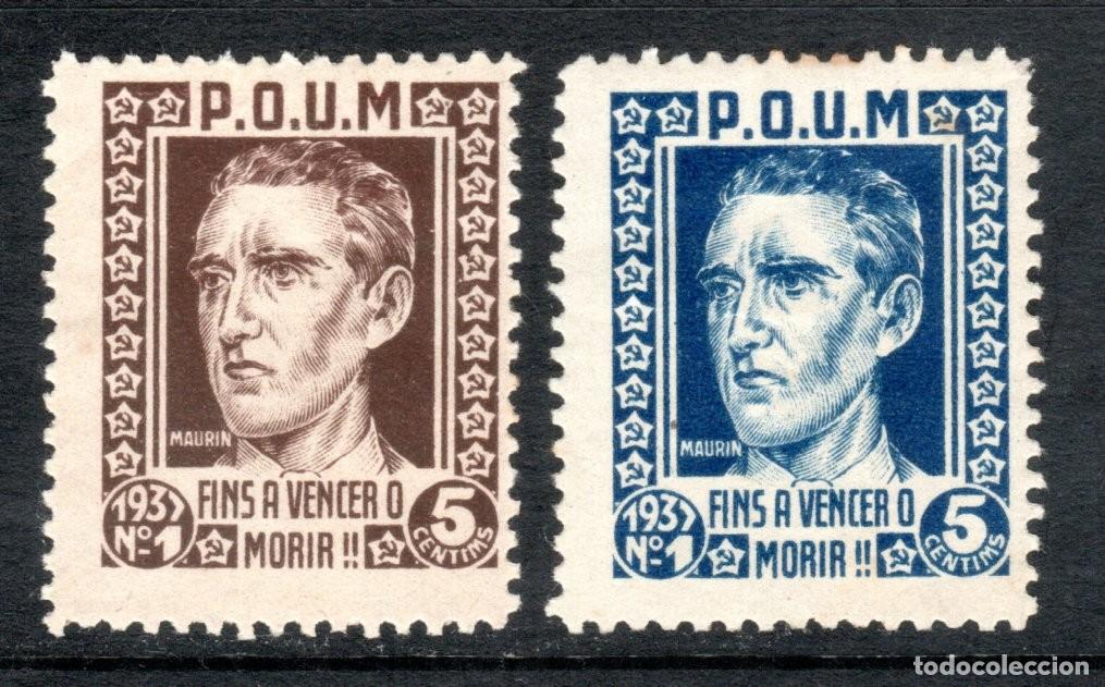 Sellos: P.O.U.M. - FINS A VENCER O MORIR (SERIE COMPLETA). ALLEPUZ 1487-1488. LEER DESCRIPCI&Oacute;N.