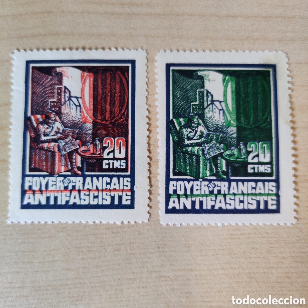 Sellos: y03 Foyer du Fran&ccedil;ais Antifasciste 20 cts Allepuz 3274 3275