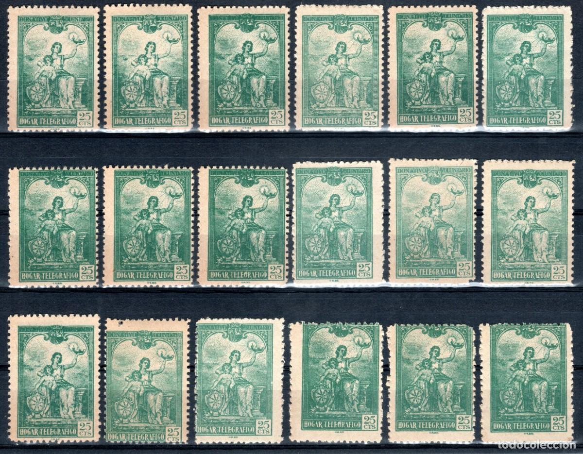 Sellos: BENEFICENCIA. EDIFIL 11. HOGAR TELEGR&Aacute;FICO 1937 (LOTE DE 18 SELLOS). VALOR CAT&Aacute;LOGO: 99 &euro;. MNH **