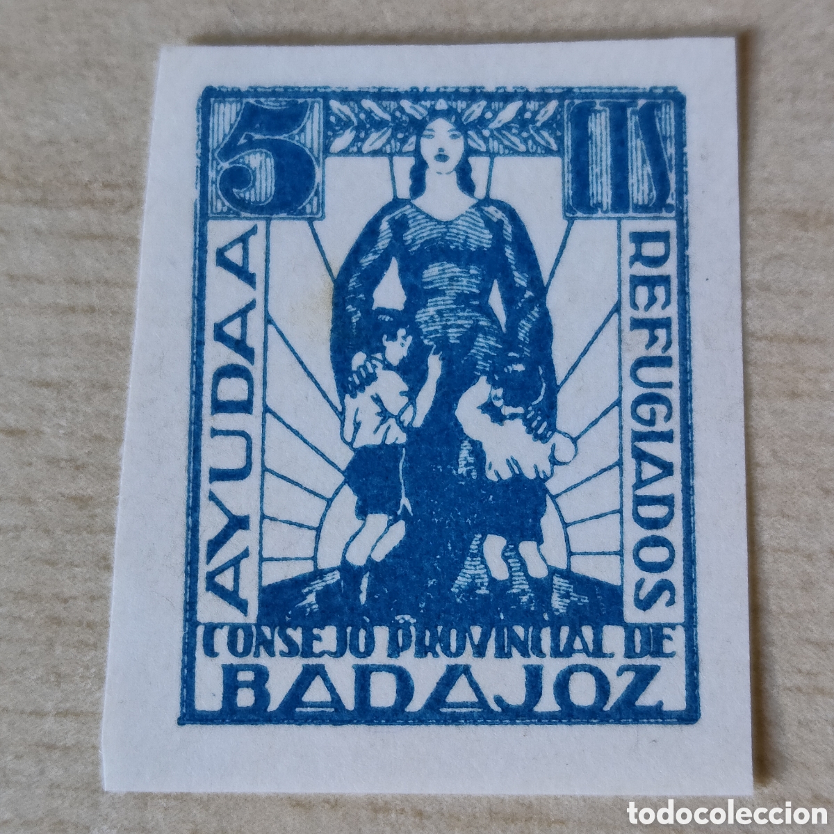Sellos: y04 MUY RARO SIN DENTAR Badajoz Ayuda Refugiados 5 cts