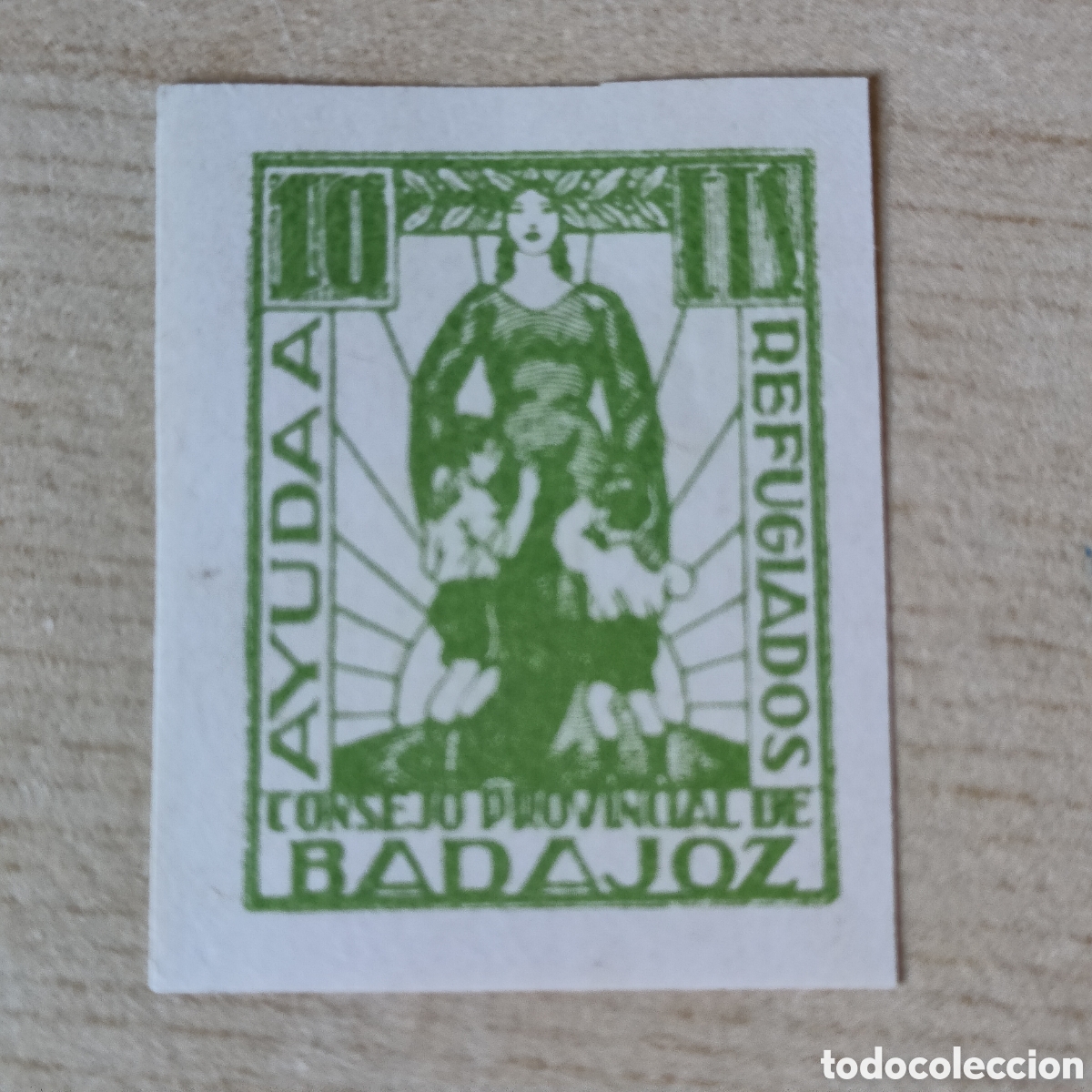 Sellos: cpex MUY RARO SIN DENTAR Badajoz Ayuda Refugiados 10 cts