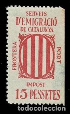 Sellos: L26-10 Serveis DINMIGRACIO DE CATALUNYA Valor 15 pessetes Color ROSA Sin fijasellos VER