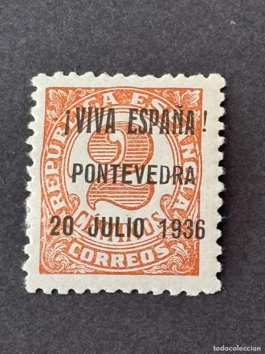 Sellos: Emisiones locales patri&oacute;ticas, Pontevedra, sellos republicanos, 1936, Edifil 3, nuevo con fijasellos
