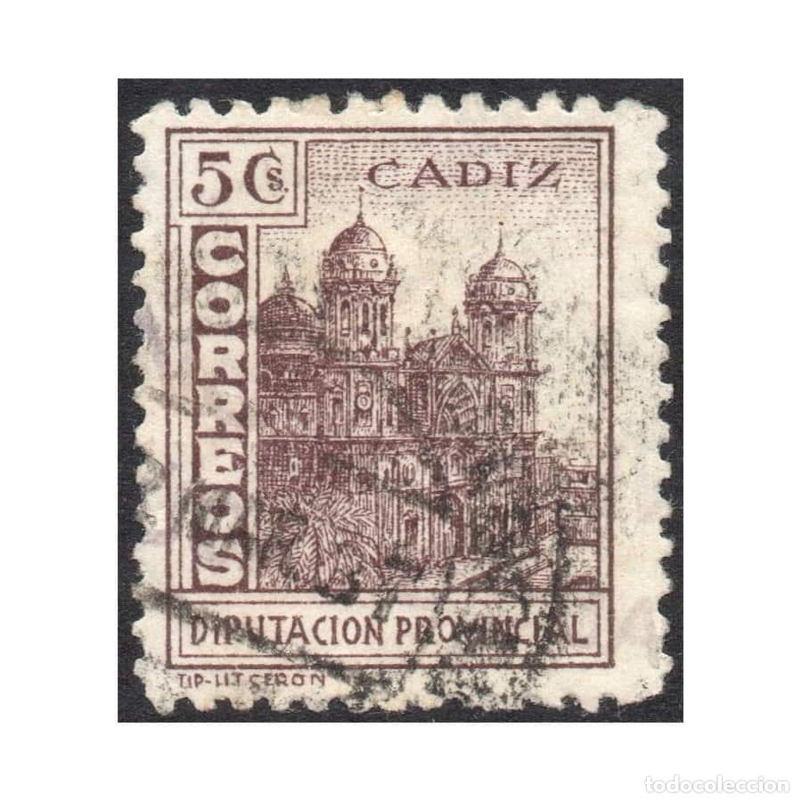 Francobolli: Espa&ntilde;a 1938 [SLL] C&aacute;diz - Diputaci&oacute;n Provincial 5 c. Marr&oacute;n (U)