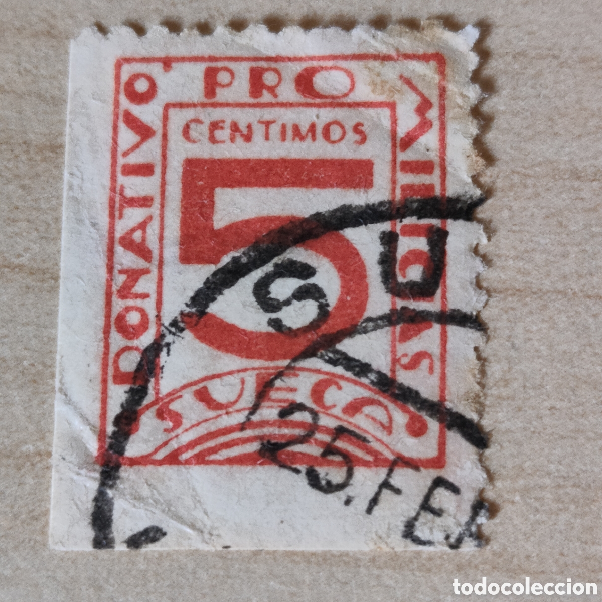 Sellos: y95 Valencia Sueca Donativo Pro Milicias 5 cts