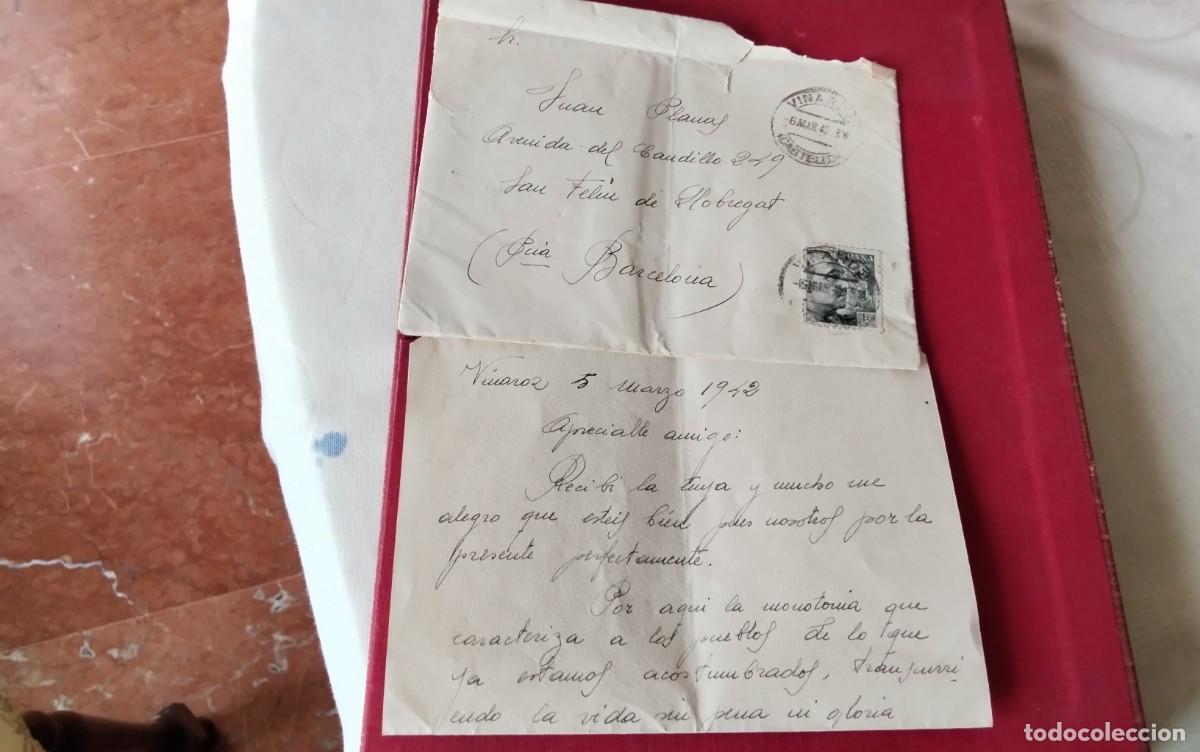 Sellos: SOBRE Y CARTA CIRCULADO DE VINAROZ A SAN FELIU DE LLOBREGAT A&Ntilde;O 1942