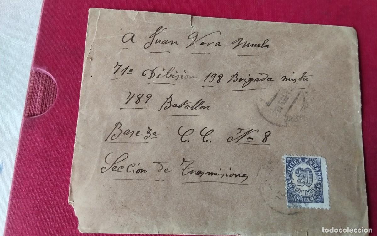 Sellos: LA CAROLINA JAEN SOBRE CIRCULADO DE LA 71 DIVISION 198 BRIGADA MIXTA A&Ntilde;O 1939 , SELLO REPUBLICANO,