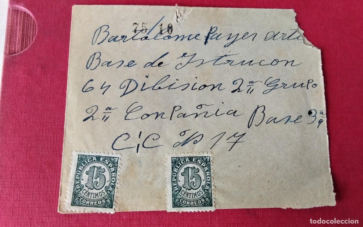 Sellos: LA CAROLINA JAEN SOBRE CIRCULADO A LA BASE DE INSTRUCCION CIC N&ordm; 17 , SELLOS REPUBLICANOS A&Ntilde;O 1937