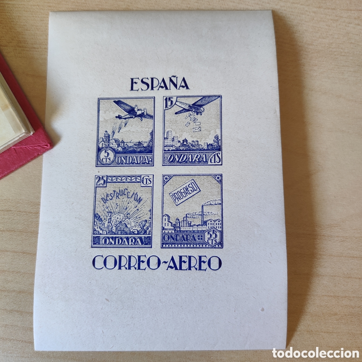 Sellos: y06 Alicante Ondara correo a&eacute;reo Allepuz 4 HOJITA SIN DENTAR