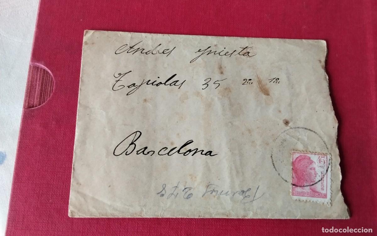 Sellos: SOBRE CIRCULADO DEL 18 CUERPO DEL EJERCITO BASE INSTRUCCION A BARCELONA CENSURA MILITAR REPUBLICANA