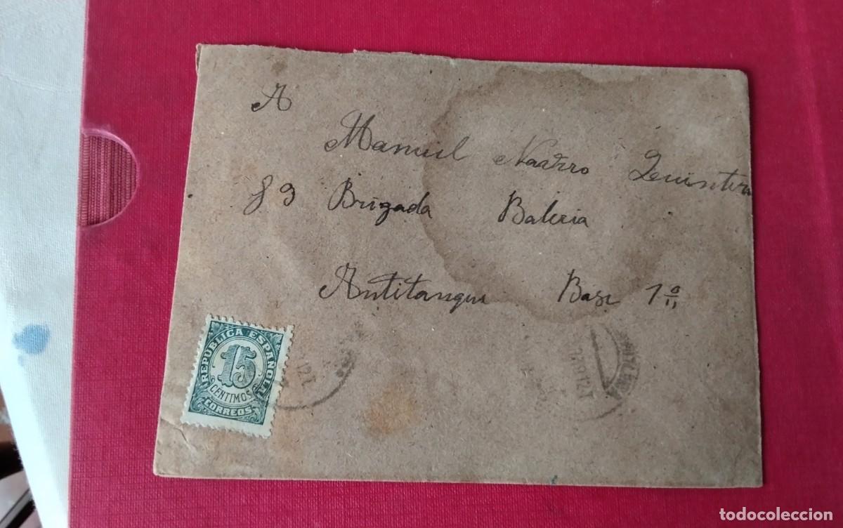 Sellos: SOBRE CIRCULADO BRIGADA BATERIA ANTITANQUES A LA CAROLINA JAEN FRANQUEO REPUBLICANO