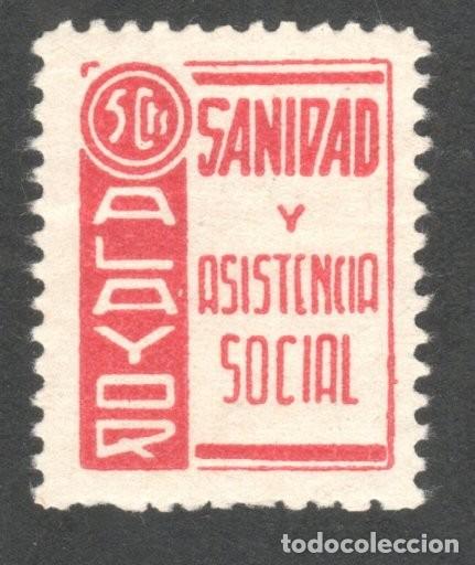 Sellos: ALAYOR (MENORCA). SANIDAD Y ASISTENCIA SOCIAL. 5 CTS.