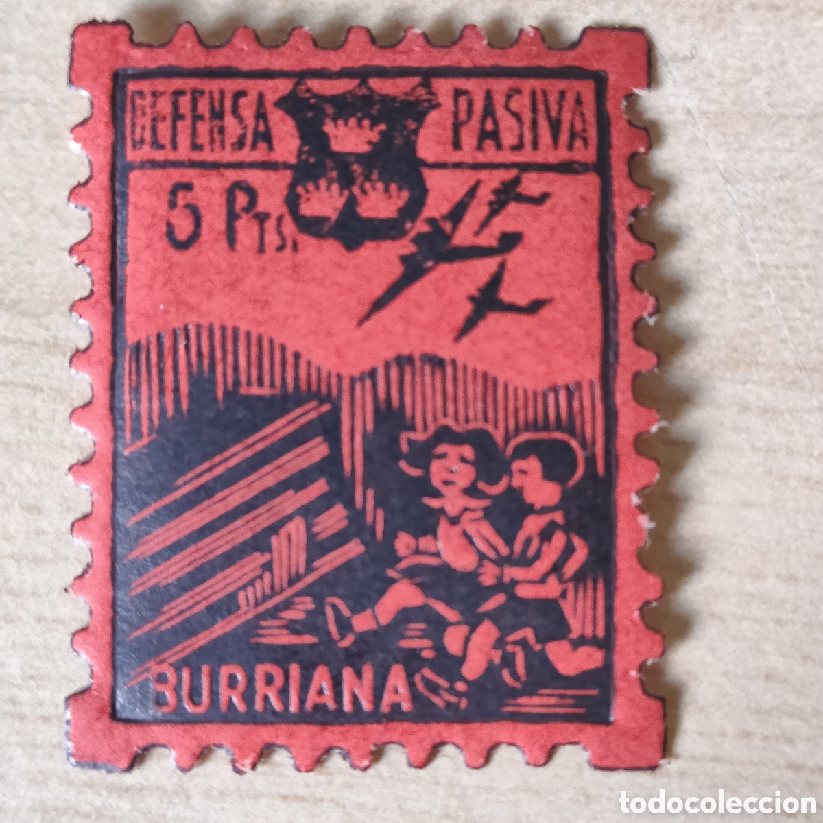 Sellos: (RR)MUY RARO Burriana Castell&oacute;n Defensa Pasiva 5 pts Allepuz 5 Villarreal