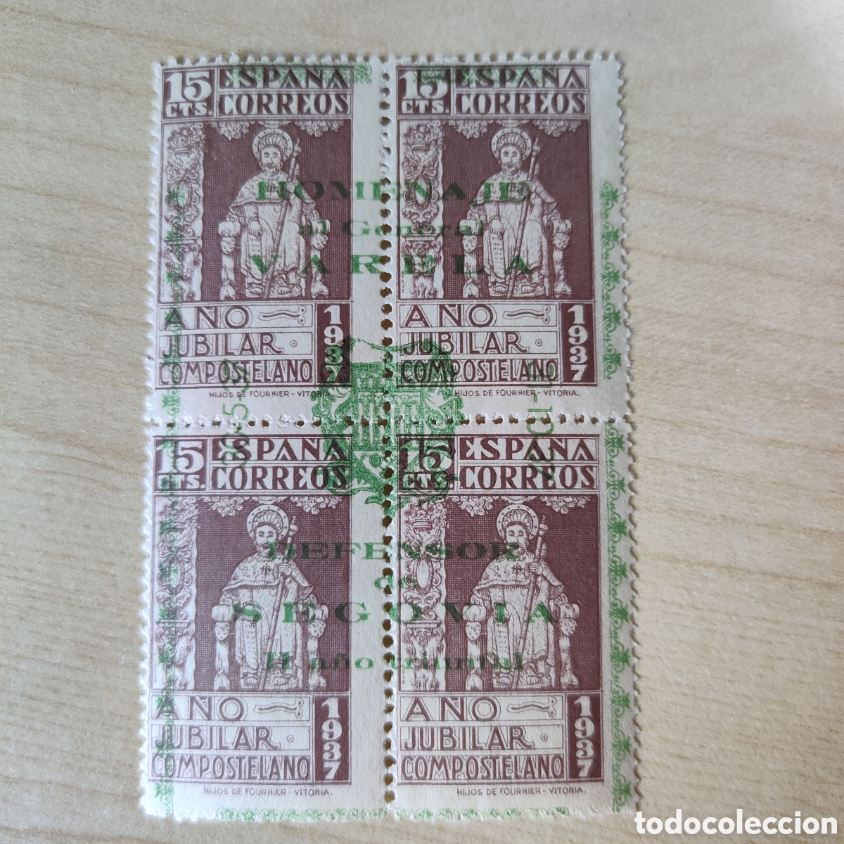 Sellos: y08 Segovia a&ntilde;o jubilar compostelano Homenaje General Varela Defensor