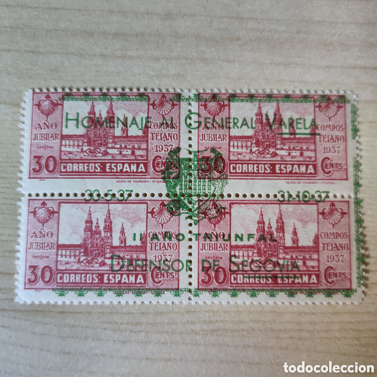 Sellos: y08 Segovia A&ntilde;o Jubilar Compostelano Homenaje al General Varela Defensor de A&ntilde;o triunfal