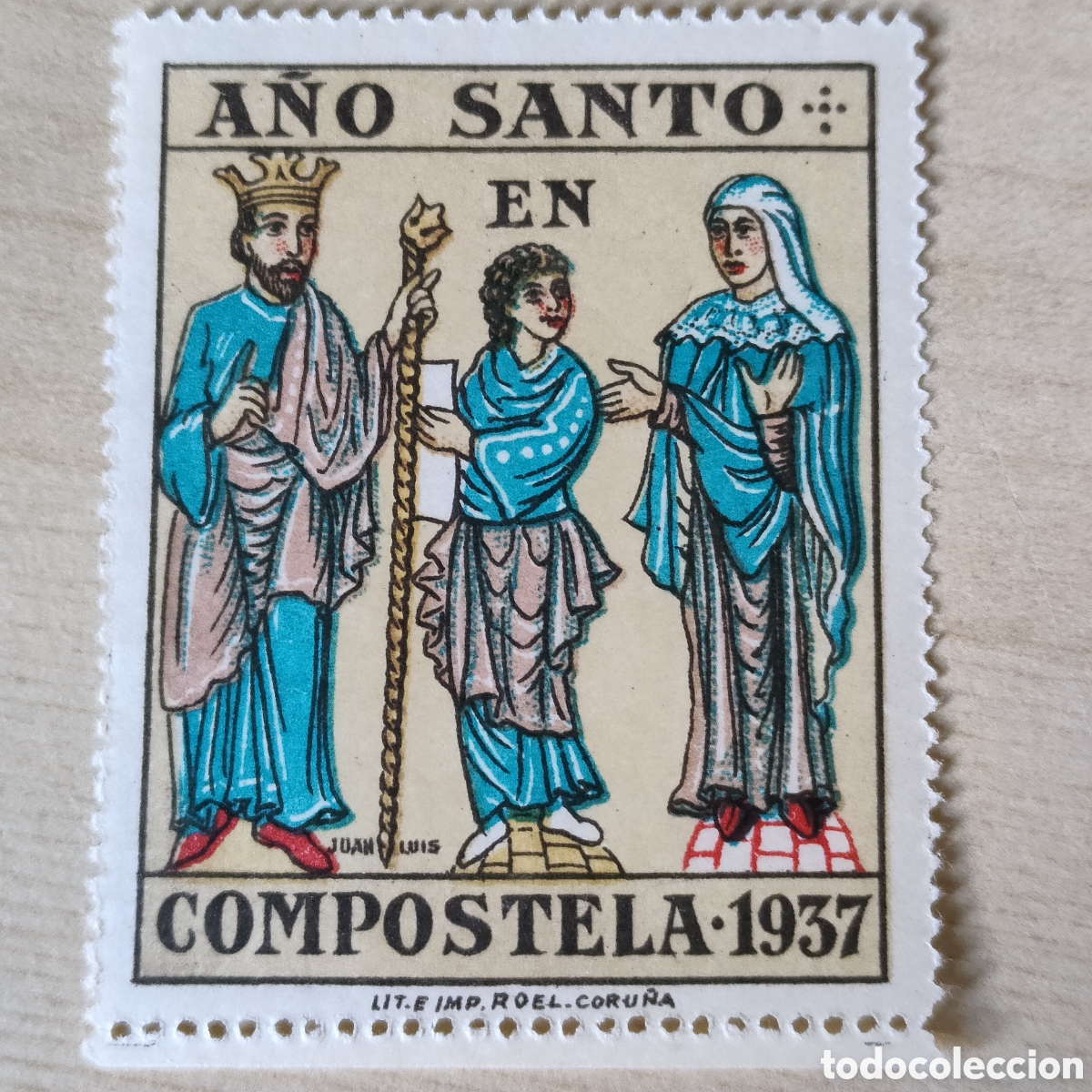 Sellos: y09 Compostela a&ntilde;o Santo 1837 Coru&ntilde;a