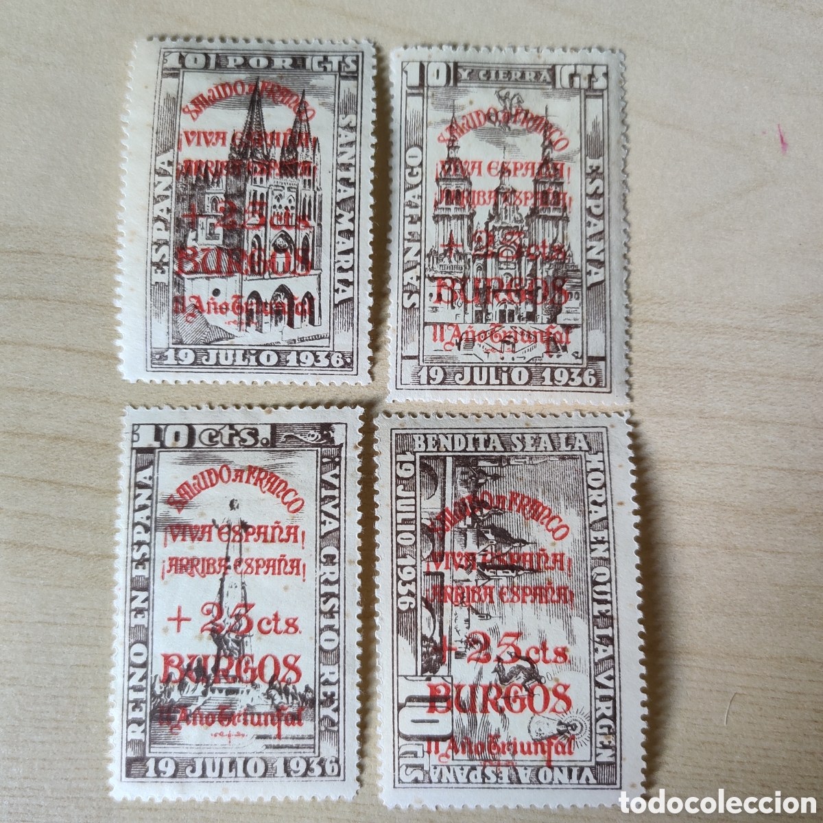 Sellos: y09 Burgos Saludo a Franco Viva Arriba Espa&ntilde;a a&ntilde;o triunfal 25 cts