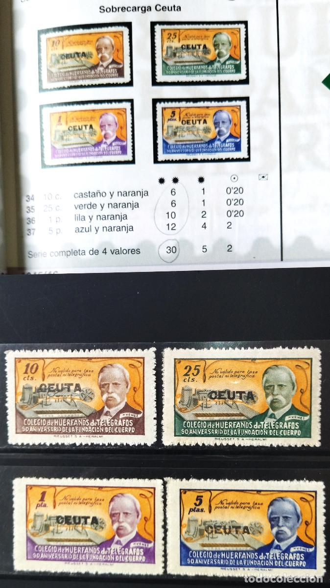 Sellos: 5934- SERIE COMPLETA SELLOS SOBRECARGA CEUTA 30,00&euro; BENEFICENCIA HU&Eacute;RFANOS TEL&Eacute;GRAFOS 1945 N&ordm; 34/3