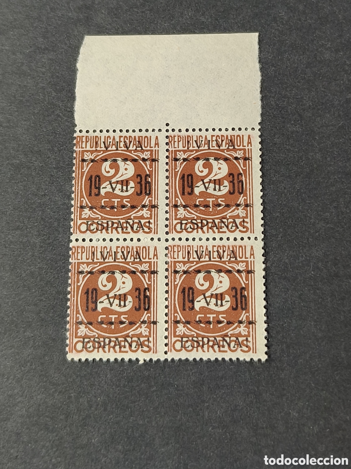 Briefmarken: Espa&ntilde;a 4 sellos Guerra Civil VITORIA (ALAVA) GALVEZ 5 tip&ograve; 1 y tipo 2 sellos nuevo***