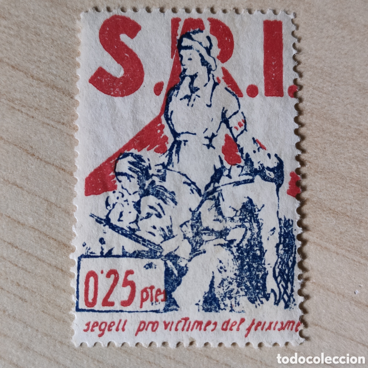 Sellos: a62 RARO S.R.I. Segell Pro Victimes del Feixisme 0,25 ptes Allepuz 1253 afinet 107 SRI Socors Roig