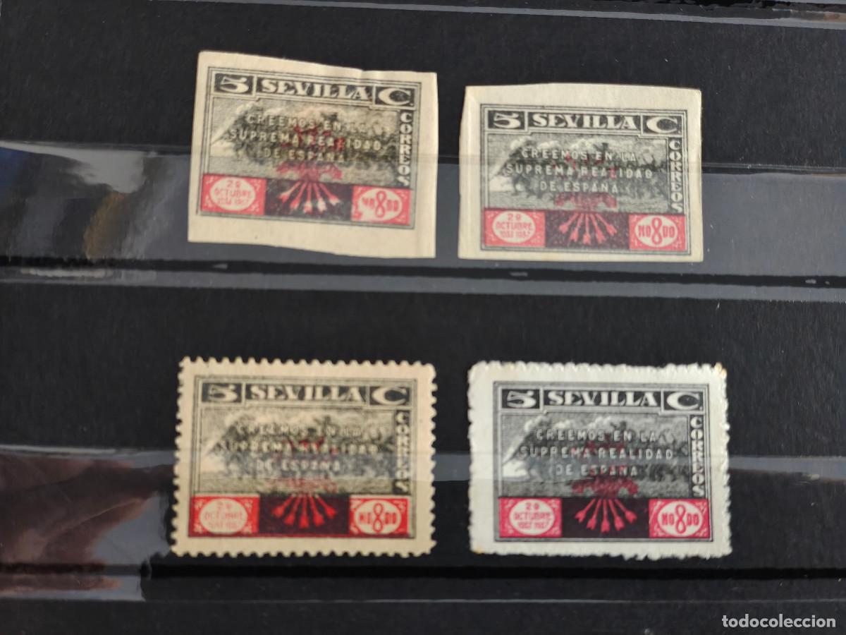 Sellos: Espa&ntilde;a lote Sellos GUERRA CIVIL SEVILLA sellos vi&ntilde;etas Falange NUEVO* muy escaso a&ntilde;o 1936