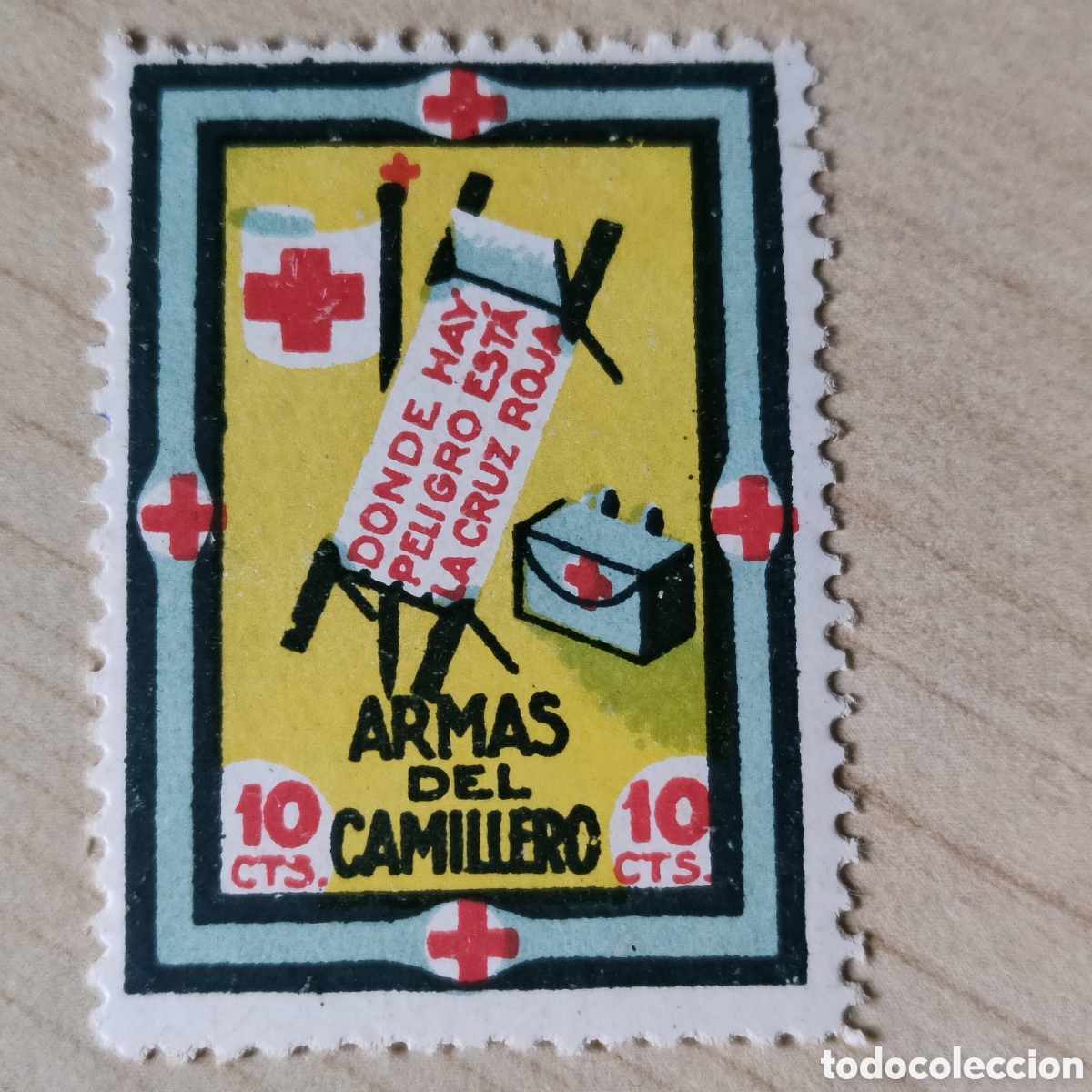 Sellos: 1a5 Donde hay peligro est&aacute; la Cruz Roja Armas del Camillero Allepuz 2235 afinet 157