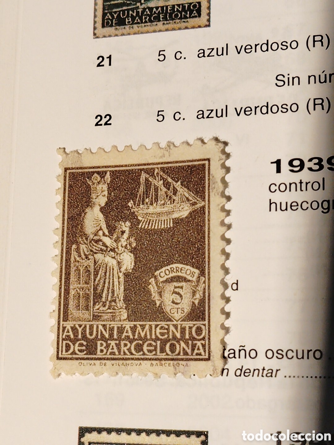 Sellos: 1939 virgen de la Merced. Control al dorso